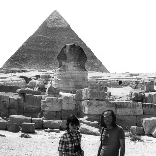 Terenci and Ana Maria Moix with pyramid